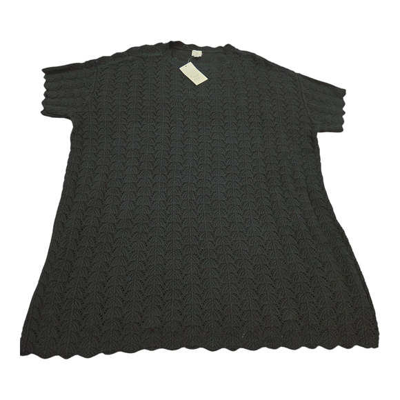 NWT A New Day Black Women's Short Sleeve Pointelle Mini Sweater Dress - Picture 2 of 6